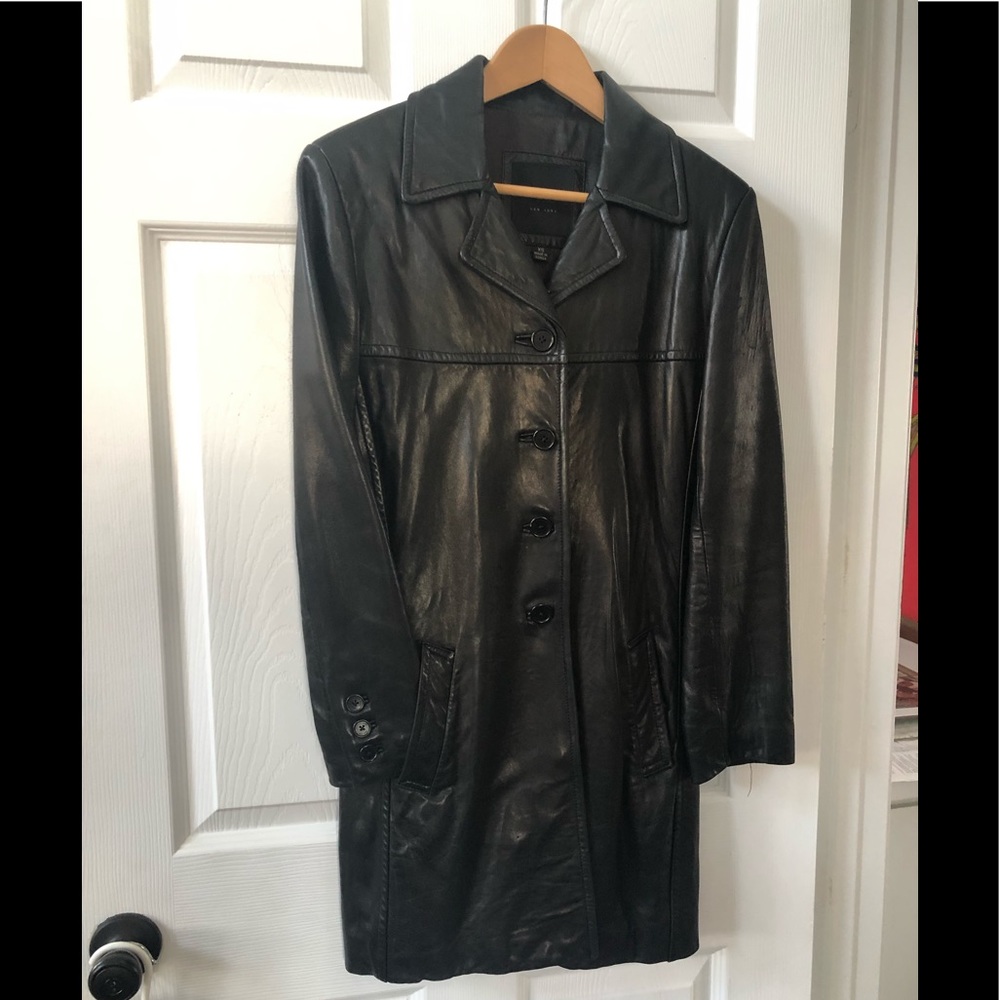 Butter Leather Front button coat - XS